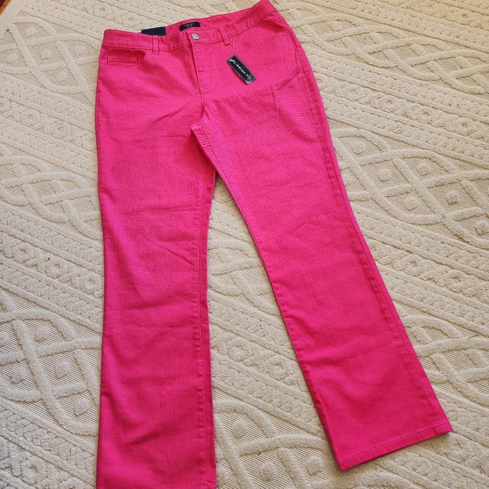 10P NWT Bright Pink Women's Straight Pants Chaps/ RL